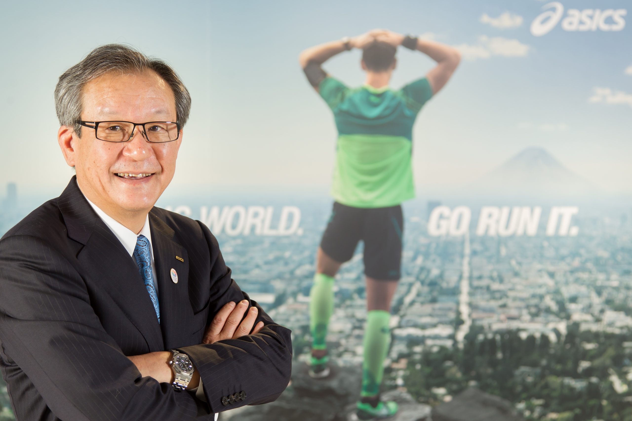 撮影取材、日経BP、インタビュー、LiVE ONE、株式会社アシックス、尾山基氏、ポートレート、兵庫県、スポーツ用品、2008年～2018代表取締役社長